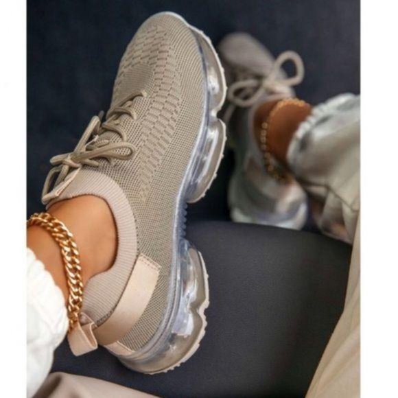 !! RESTOCKED !! Slip On Flyknit Sneakers in Beige - Picture 5 of 9